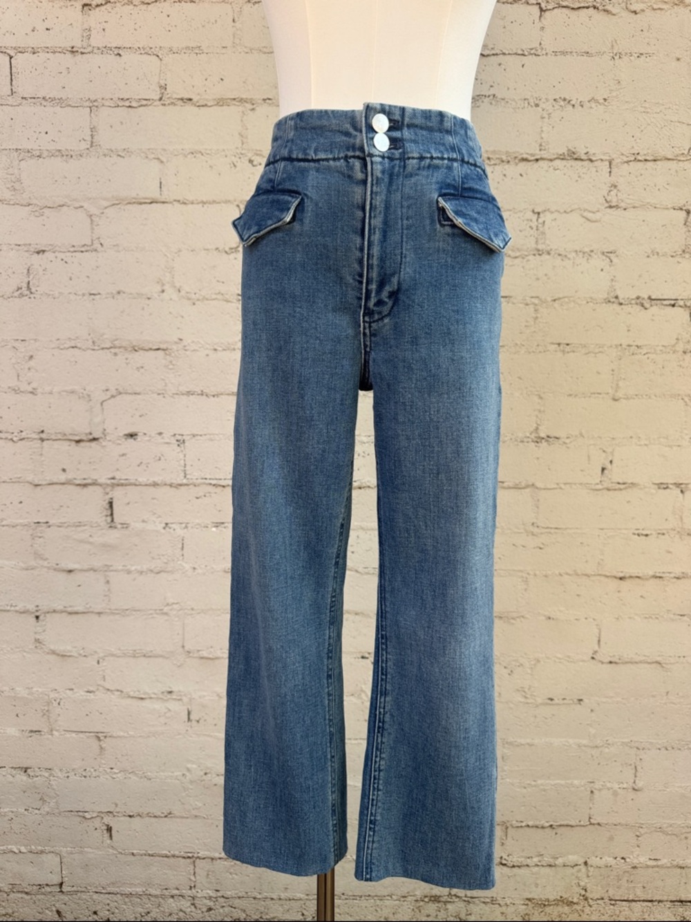 Anthropologie Maeve Bombshell Slim Straight Jean Medium Wash Size 27 - Picture 6 of 16